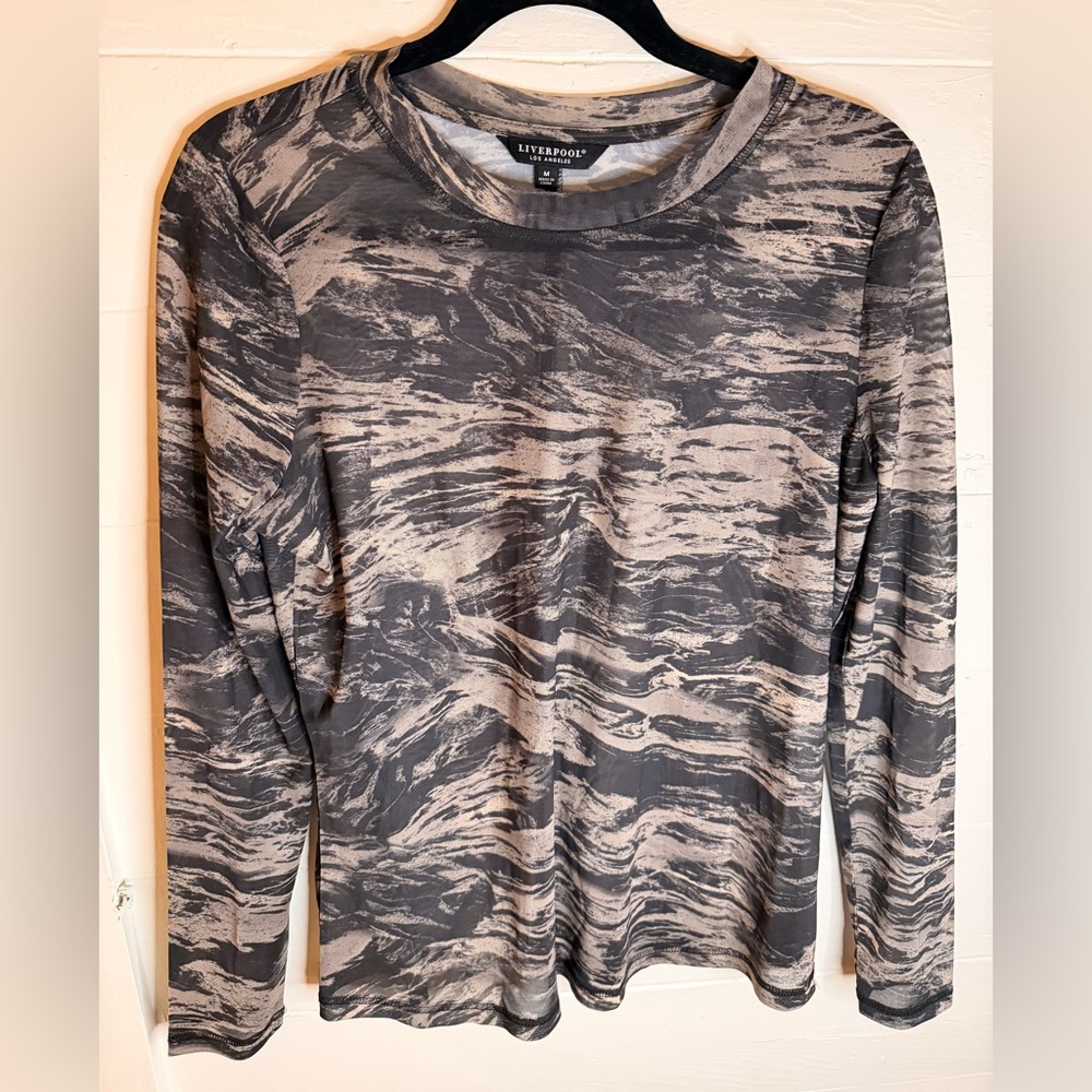 Liverpool Brown and Gray Patterned Top